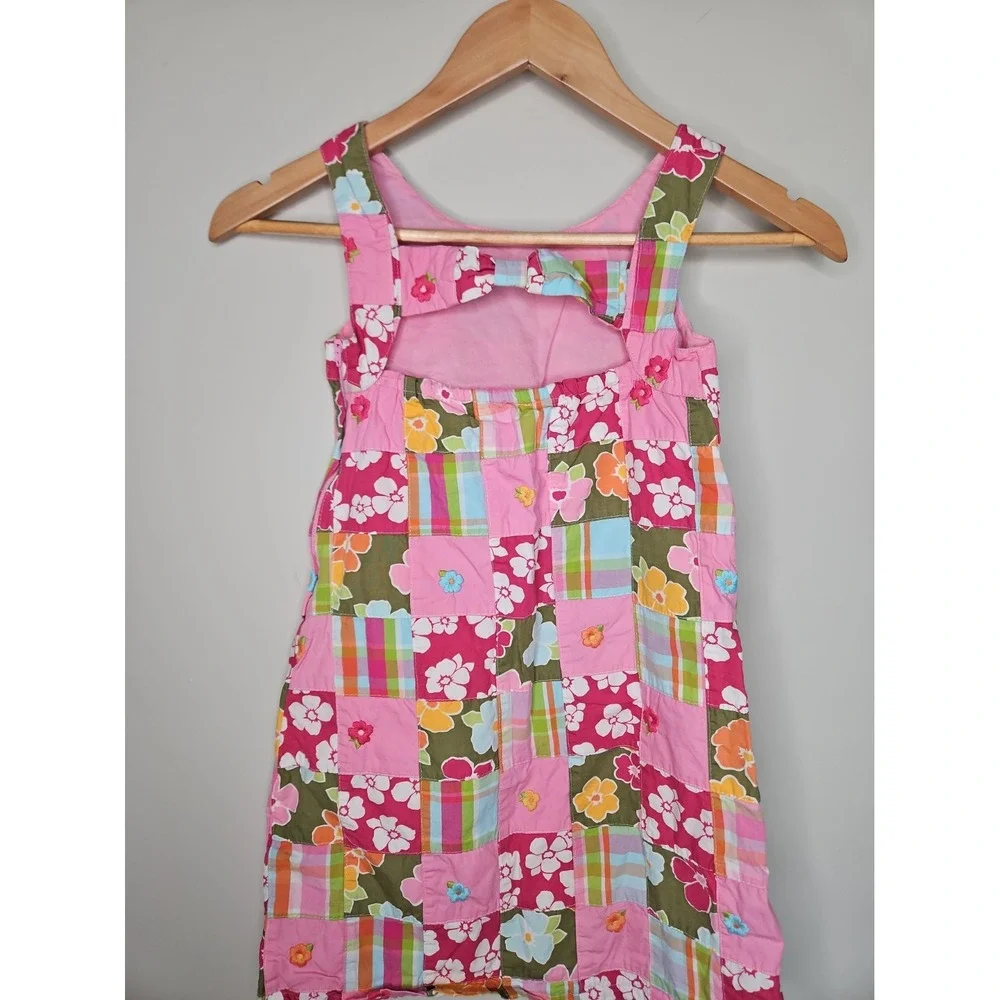 Gymboree Dress 8 Pink Patchwork Madras Plaid Embroidered Cotton Cottage Preppy